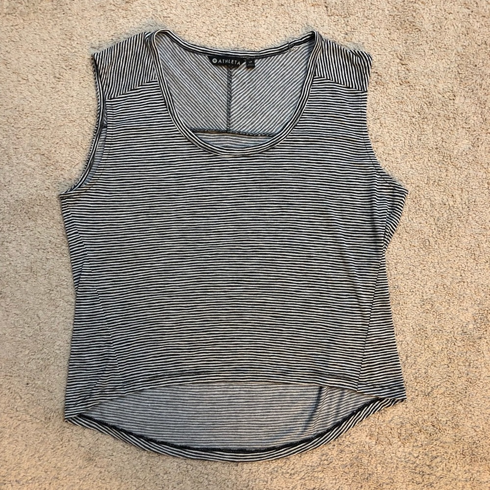 Athleta striped high low shirt - large petite
